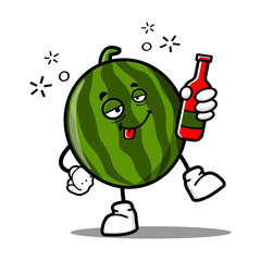 Wall Mural - cute watermelon cartoon mascot character