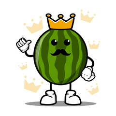 Wall Mural - cute king watermelon cartoon mascot character