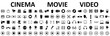 Set of 100 cinema, movie, video icons, collection film, tv sign - stock vector