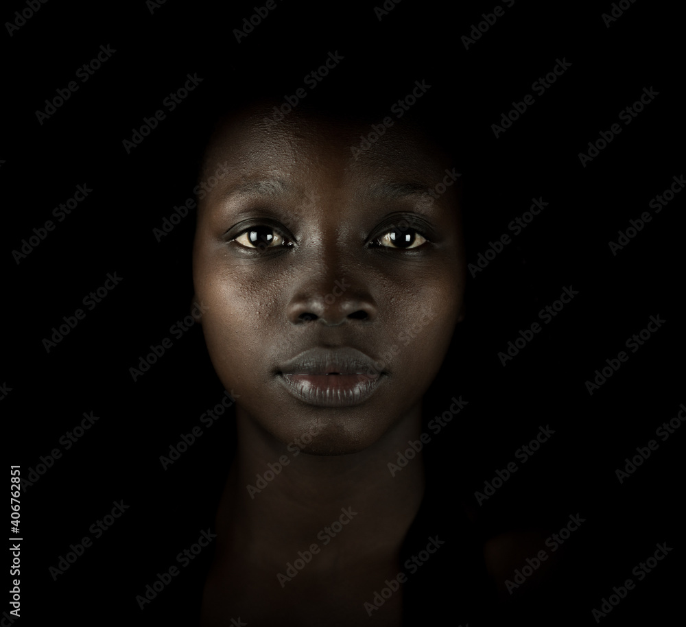 Young black African American woman portrait in indoors Stock Photo ...