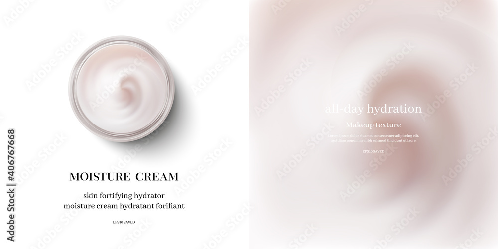 moisturizing cream or swirl cosmetic cream, top view vector. - obrazy, fototapety, plakaty 