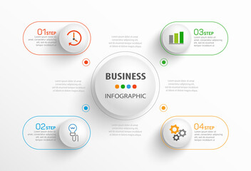 Vector infographic template with icons and 4 options or steps. Infographics concept for business. Can be used for presentations banner, workflow layout, process diagram, flow chart, info graph