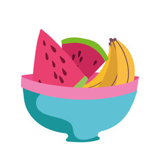 Poster - cooking food fruit in bowl cartoon flat icon