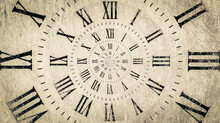 Droste Effect Background With Infinite Clock Spiral. Abstract Design For Concepts Related To Time.