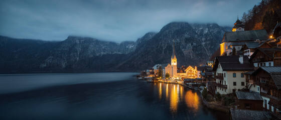 Dusk in Hallstatt, Austria, taken in December 2020