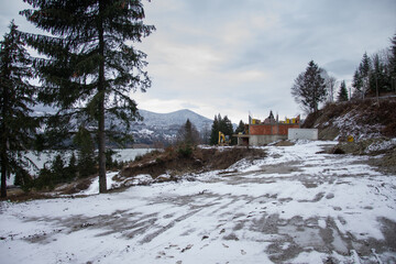 Wall Mural - Bistrita,ROMANIA,View of Colibita Lake in december 2020