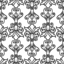 Seamless Pattern Of Drawn Decorative Tracery In Vintage Style