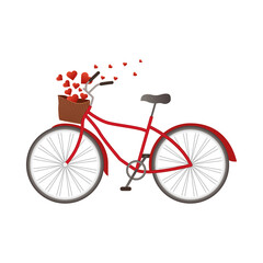 Poster - Love bike with hearts isolated vector design