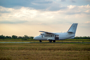 small propeller plane at the airport