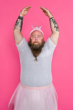 Funny Fat Man Dressed Like Ballerina