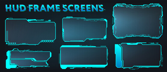 Wall Mural - Screens HUD, UI, GUI, Futuristic User Interface Frames. Callouts titles and Sci-fi digital boards collection. HUD elements for video games, apps, movie. Holograms screens. Vector set info frames