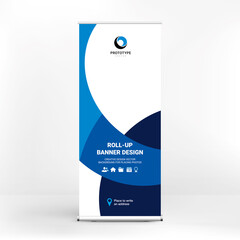 Wall Mural - roll-up advertising banner, dynamic design, stand template for conferences, business seminars