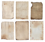 Fototapeta  - Set of Old various vintage rough paper with scratches and stains texture isolated