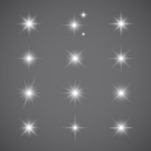 Lights Effect Set Isolated On Gray Background. Collection Of Various Sparkle Effect For Backdrop And Wallpaper. Light Effect Vector Illustration