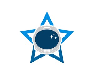 Wall Mural - star shape with space helmet inside