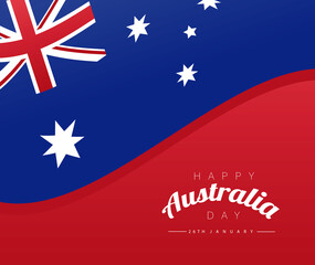 Sticker - happy australia day lettering over flag emblem