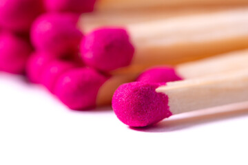 Wooden matches with sulfur for lighting a fire isolated on a white