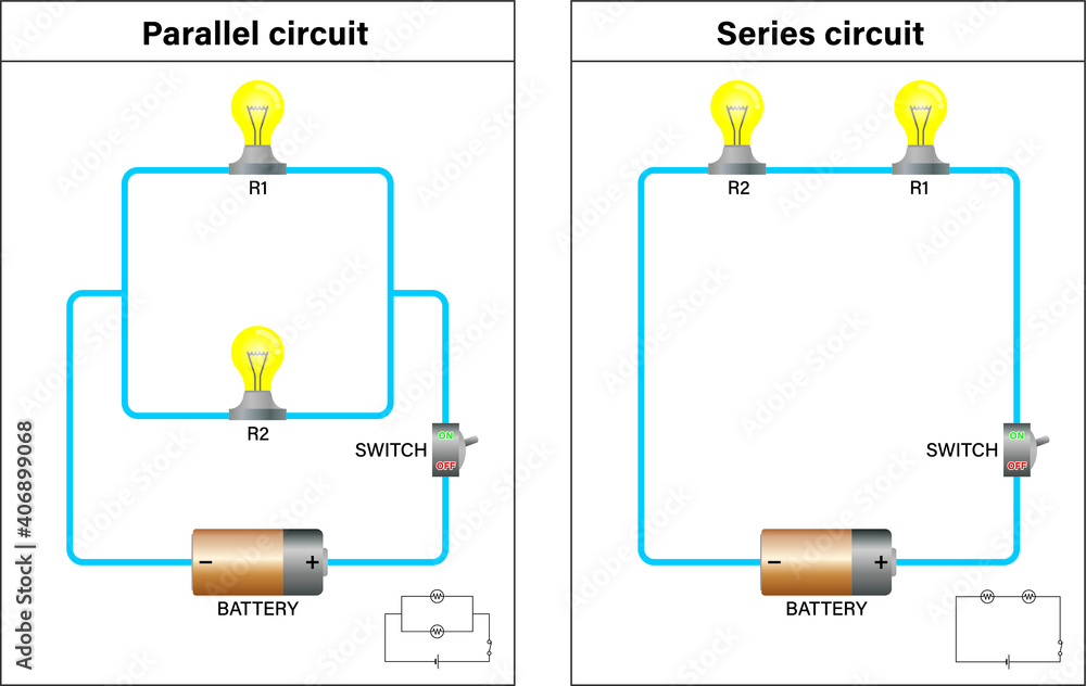 Series and parallel circuits Battery graphics vector illustration EPS ...