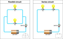 Series And Parallel Circuits Battery Graphics Vector Illustration EPS File Format