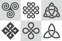 Celtic Knots. Set Of Sacred Vector Patterns. Traditional Celtic Elements.