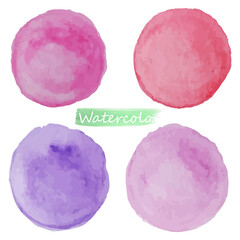 Watercolor pink and violet set on white bacground. Vecto set of stains