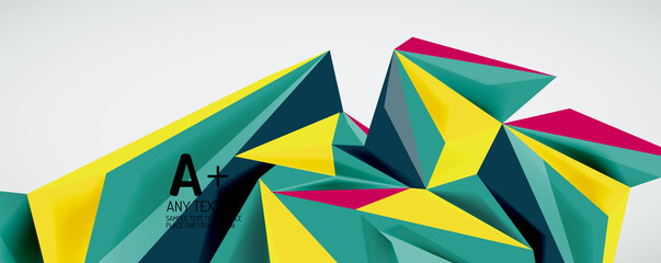 Vector triangle geometric backgrounds. Low poly 3d shape on light backdrop. Vector illustration for covers, banners, flyers and posters and other designs