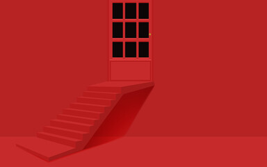 Wall Mural - red staircase and door in the red room