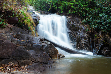  Landscape of Krating waterfall in Khao Khitchakut National park, Thailand.