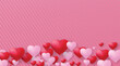 © artnoy - Valentines day background with 3d hearts. For a poster or banner and greeting card.