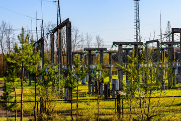 View on high voltage distribution substation of the factory