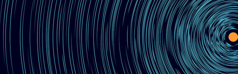 Poster - ripple concentric lines over orange circle. water splash effect or moon light concept.