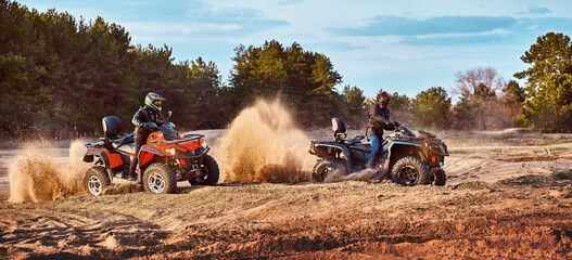 Wall Mural - Cross-country quad bike race, extreme sports