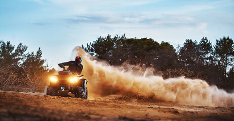 Wall Mural - Cross-country quad bike race, extreme sports