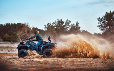 Wall Mural - Cross-country quad bike race, extreme sports