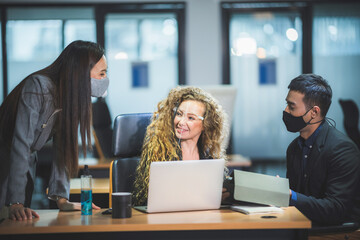 Canvas Print - professional business person meeting in the modern office, team group of businessman teamwork discussion together in business plan and cooperation brainstorming team