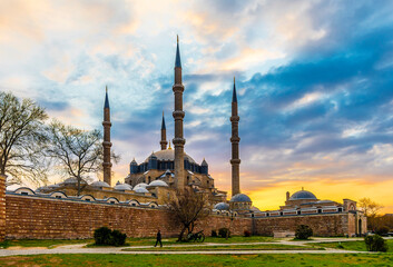 Selimiye Mosque view in Edirne City of Turkey. Edirne was capital of Ottoman Empire.