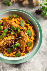 Sticker - Delicious chicken biryani in a bowl