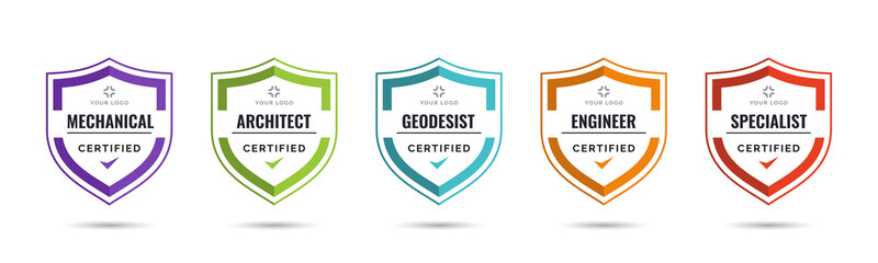 Wall Mural - set of company training badge certificates to determine based on criteria. vector illustration certi