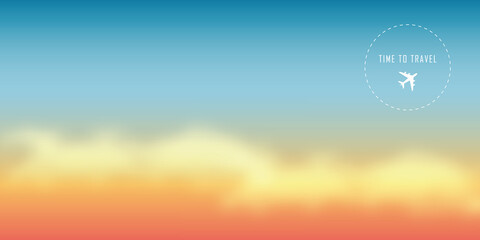 Wall Mural - time to travel plane symbol on cloudy sky vector illustration EPS10