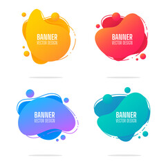 Set of banners graphic elements flowing liquid shapes and modern abstract geometric lines.