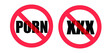 © picsmart - pornography ban symbol, ban porn icon vector illustration, eps 10
