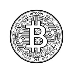 Bitcoin currency crypto coin icon. International stock exchange. Network bitcoin marketing vector banner sign vector illustration