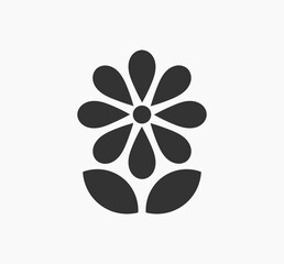 Wall Mural - flower symbol icon. black flower shape.