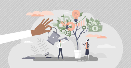 Wall Mural - Business plan strategy with profit growth and development tiny person concept