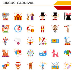 Sticker - Circus carnival icon set.