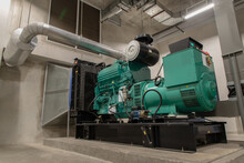 Generator Room Emergency Power Supply. Powered By Diesel Power. Selective Focus.