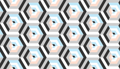 Wall Mural - cubes hexagons seamless light silver blue