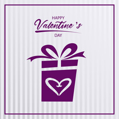 Wall Mural - Valentine greeting card with gift in purple design