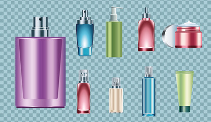 Sticker - bundle of nine skin care bottles icons