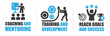 © Trueffelpix - coaching and mentoring training and development vector illustration concept on white background